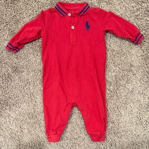 Polo by Ralph Lauren Red Footie with Blue Details